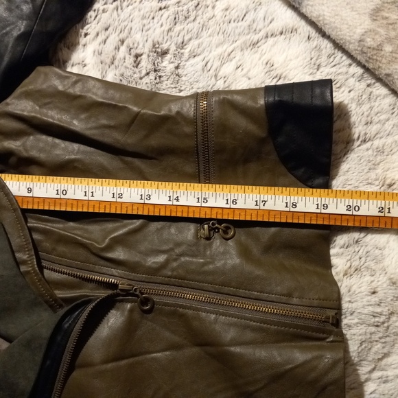 Paparazzi Leather Biker Jacket, Forest Green and Black - Picture 4 of 10